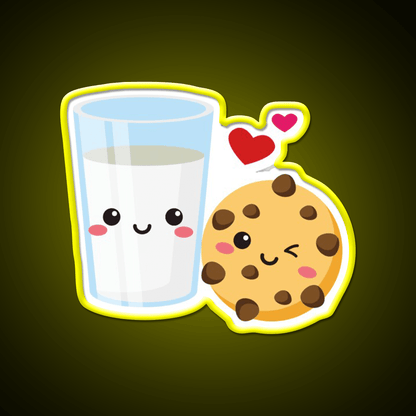Cute Milk Cookie Chocolate Chip Snack Food Led Neon Sign Rgb Color - Shineneon