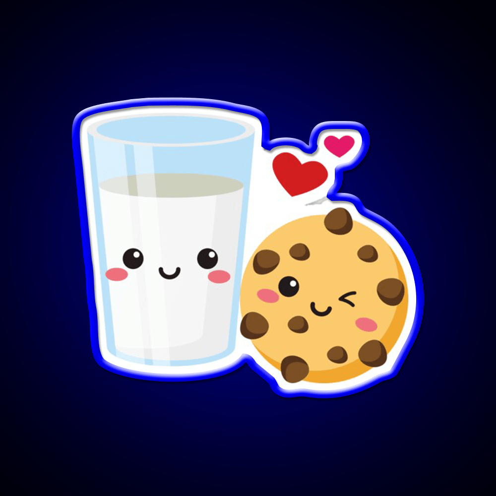 Cute Milk Cookie Chocolate Chip Snack Food Led Neon Sign Rgb Color - Shineneon