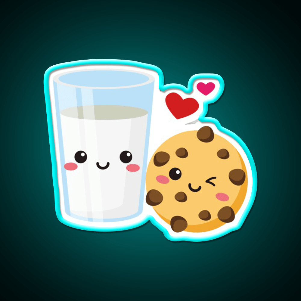 Cute Milk Cookie Chocolate Chip Snack Food Led Neon Sign Rgb Color - Shineneon