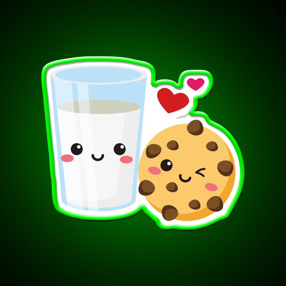 Cute Milk Cookie Chocolate Chip Snack Food Led Neon Sign Rgb Color - Shineneon