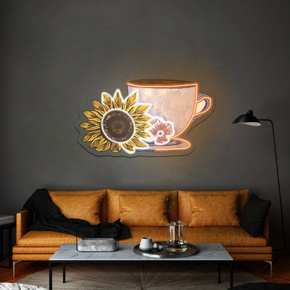 Cute Mug And Sunflower Coffee Neon Signs - Shineneon
