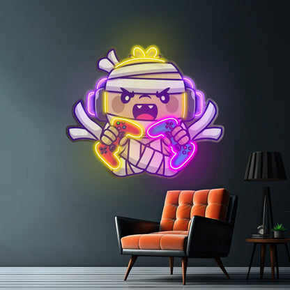 Cute Musician Dinosaur Playing Piano Artwork Led Neon Sign