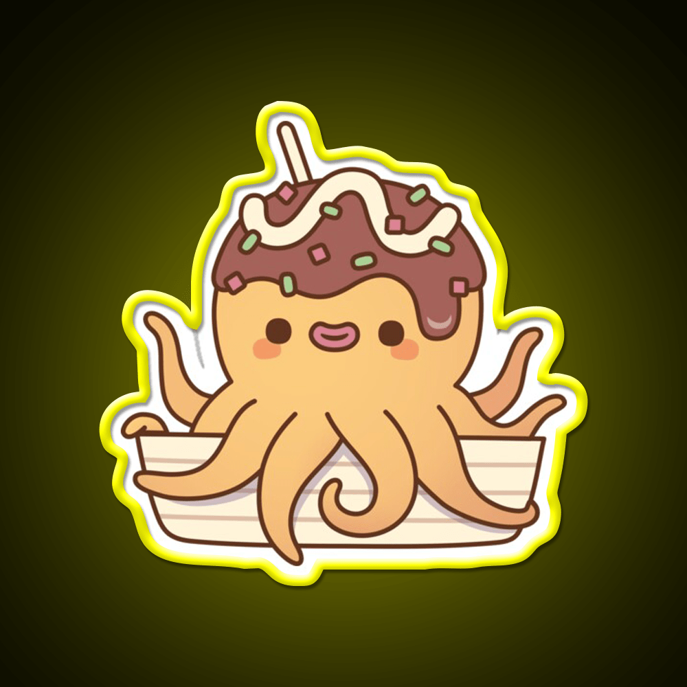 Cute Octopus Japanese Takoyaki Snack Food Led Neon Sign Rgb Color - Shineneon