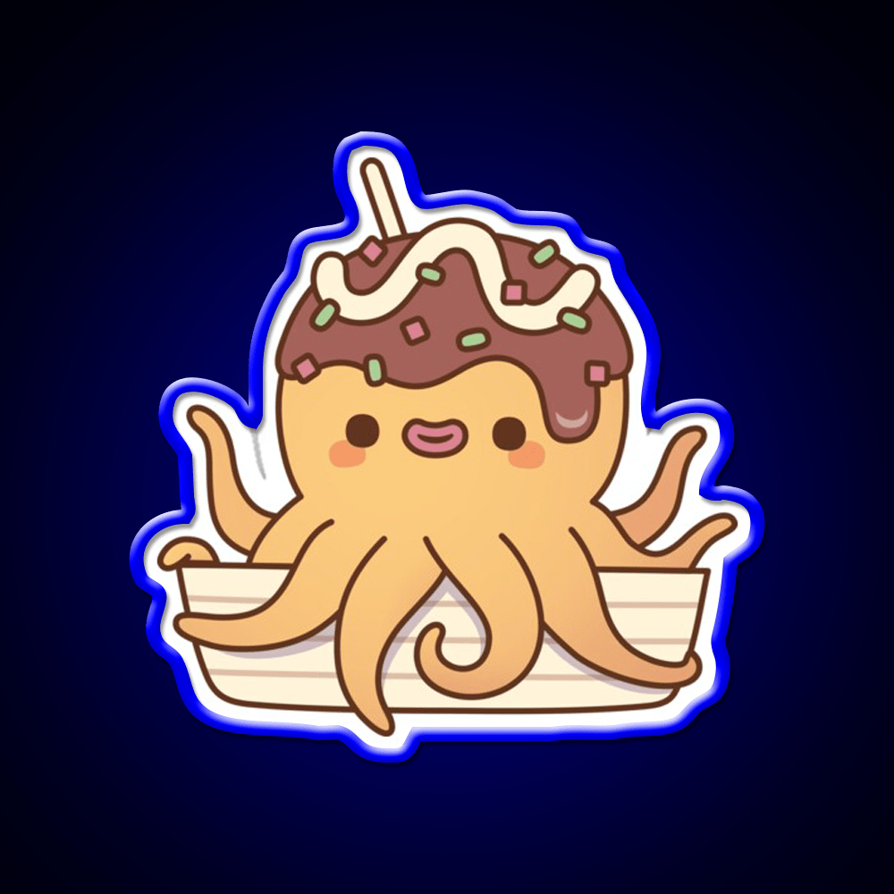 Cute Octopus Japanese Takoyaki Snack Food Led Neon Sign Rgb Color - Shineneon