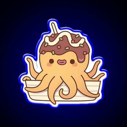 Cute Octopus Japanese Takoyaki Snack Food Led Neon Sign Rgb Color - Shineneon