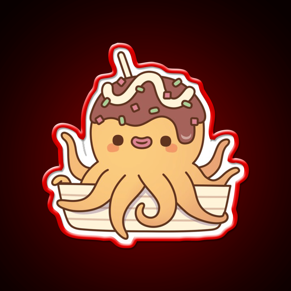 Cute Octopus Japanese Takoyaki Snack Food Led Neon Sign Rgb Color - Shineneon