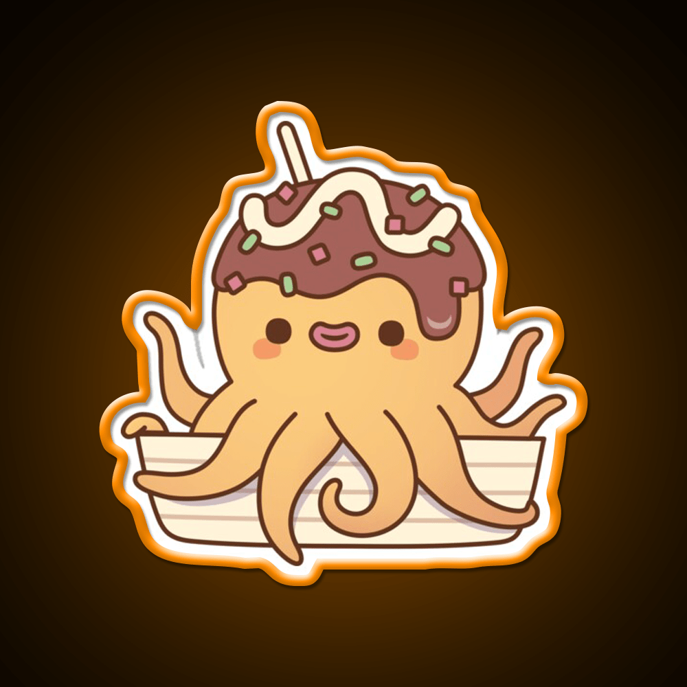 Cute Octopus Japanese Takoyaki Snack Food Led Neon Sign Rgb Color - Shineneon