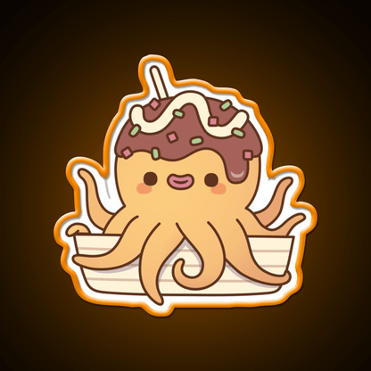 Cute Octopus Japanese Takoyaki Snack Food Led Neon Sign Rgb Color - Shineneon