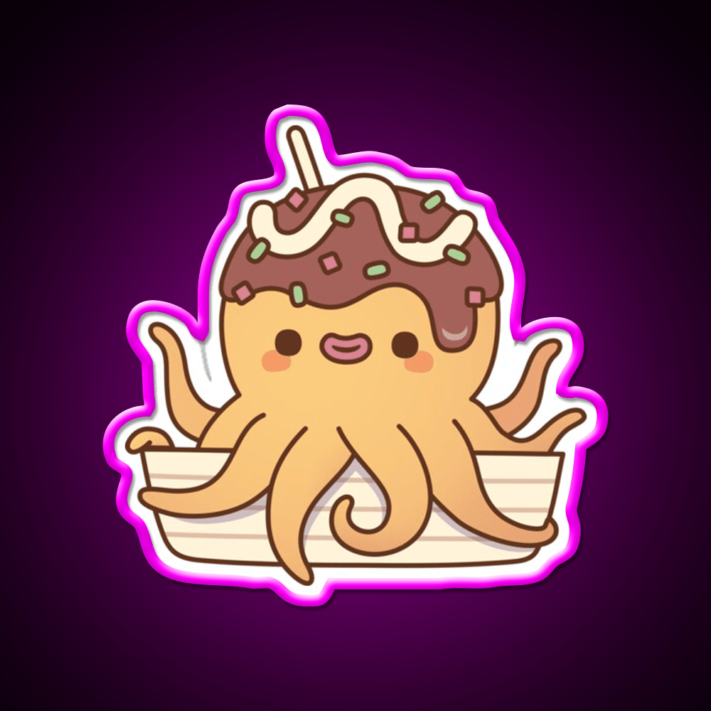 Cute Octopus Japanese Takoyaki Snack Food Led Neon Sign Rgb Color - Shineneon