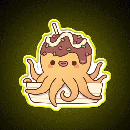 Cute Octopus Japanese Takoyaki Snack Food Led Neon Sign Rgb Color - Custom LED neon sign front view