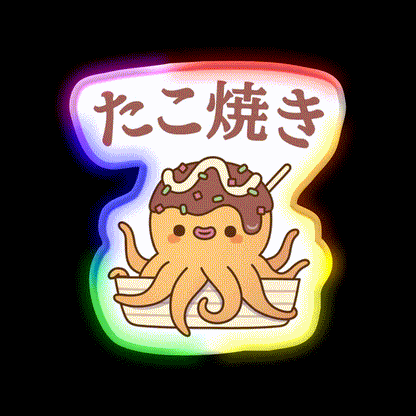 Cute Octopus Japanese Takoyaki Snack Food Snack Food Led Neon Sign Rgb Color - LED neon sign close-up detail