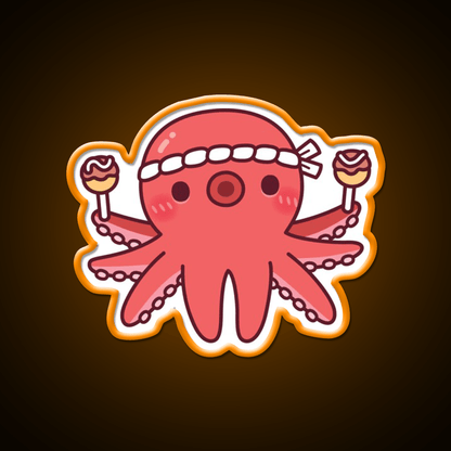 Cute Octopus With Japanese Takoyaki Balls Snack Food Led Neon Sign Rgb Color - Shineneon