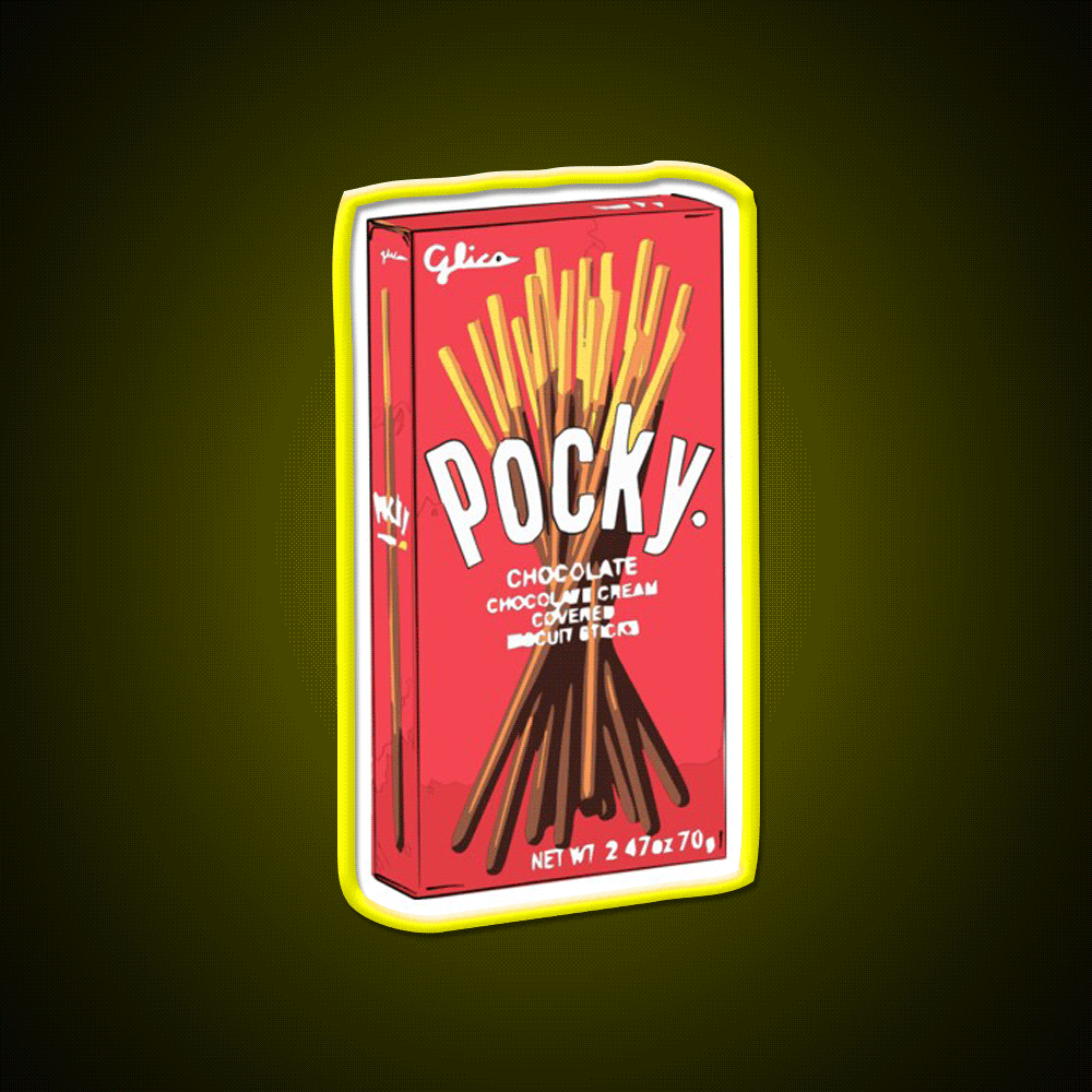 Cute Original Pocky Glico Snack Food Led Neon Sign Rgb Color - Custom LED neon sign front view