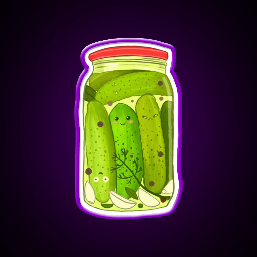 Cute Pickle Jar Snack Food Led Neon Sign Rgb Color - Shineneon