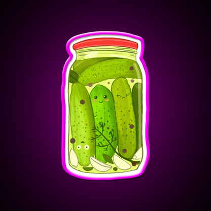 Cute Pickle Jar Snack Food Led Neon Sign Rgb Color - Shineneon
