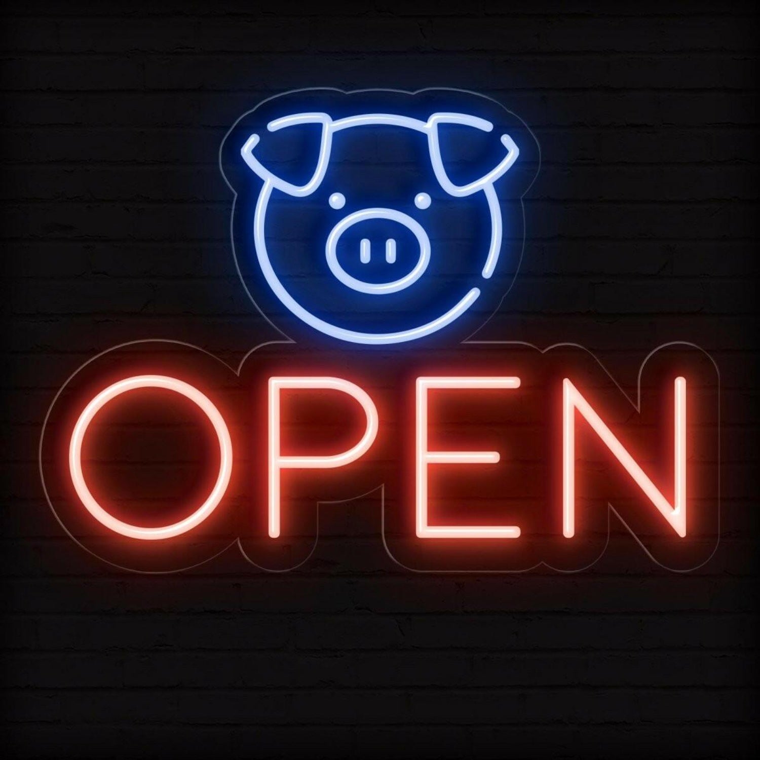 Cute Pig Face Open Sign Led Neon Light For Shop Store Decor | Shineneon