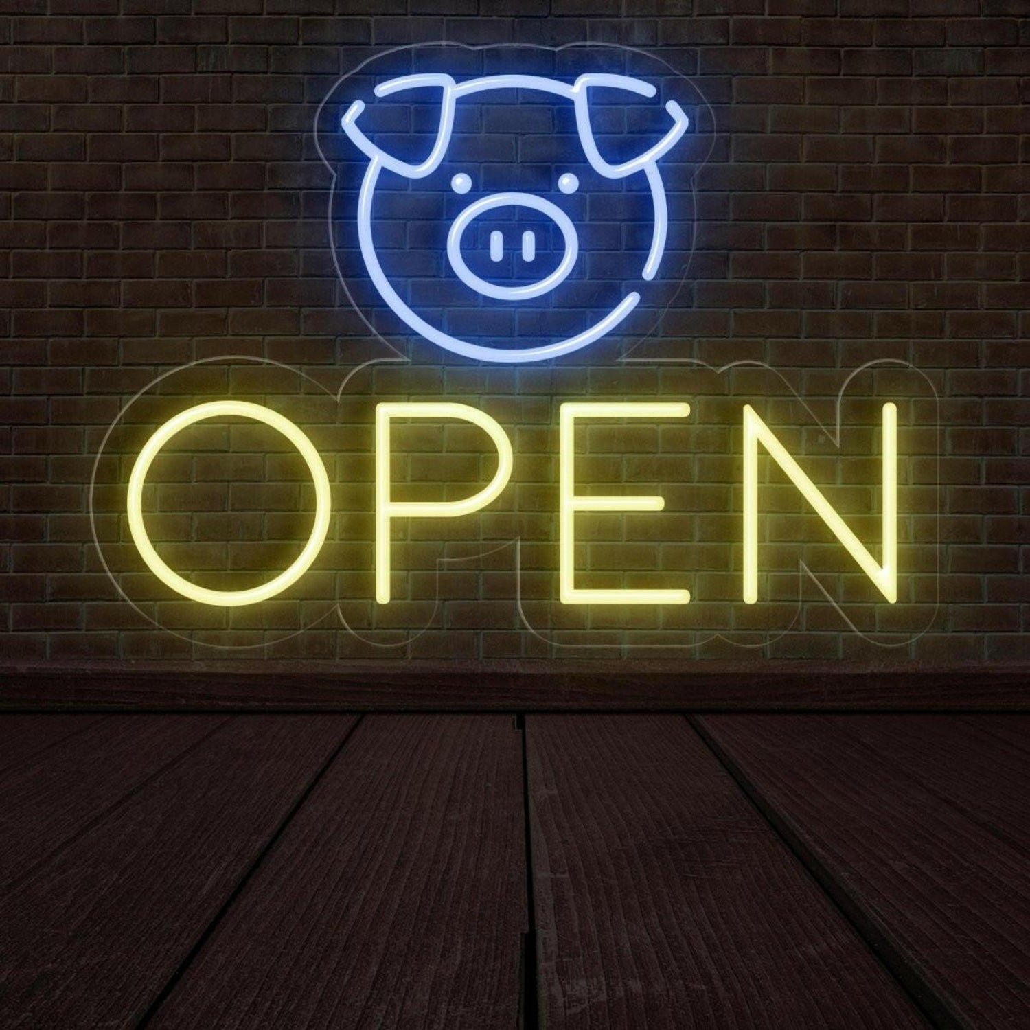 Cute Pig Face Open Sign Led Neon Light For Shop Store Decor | Shineneon