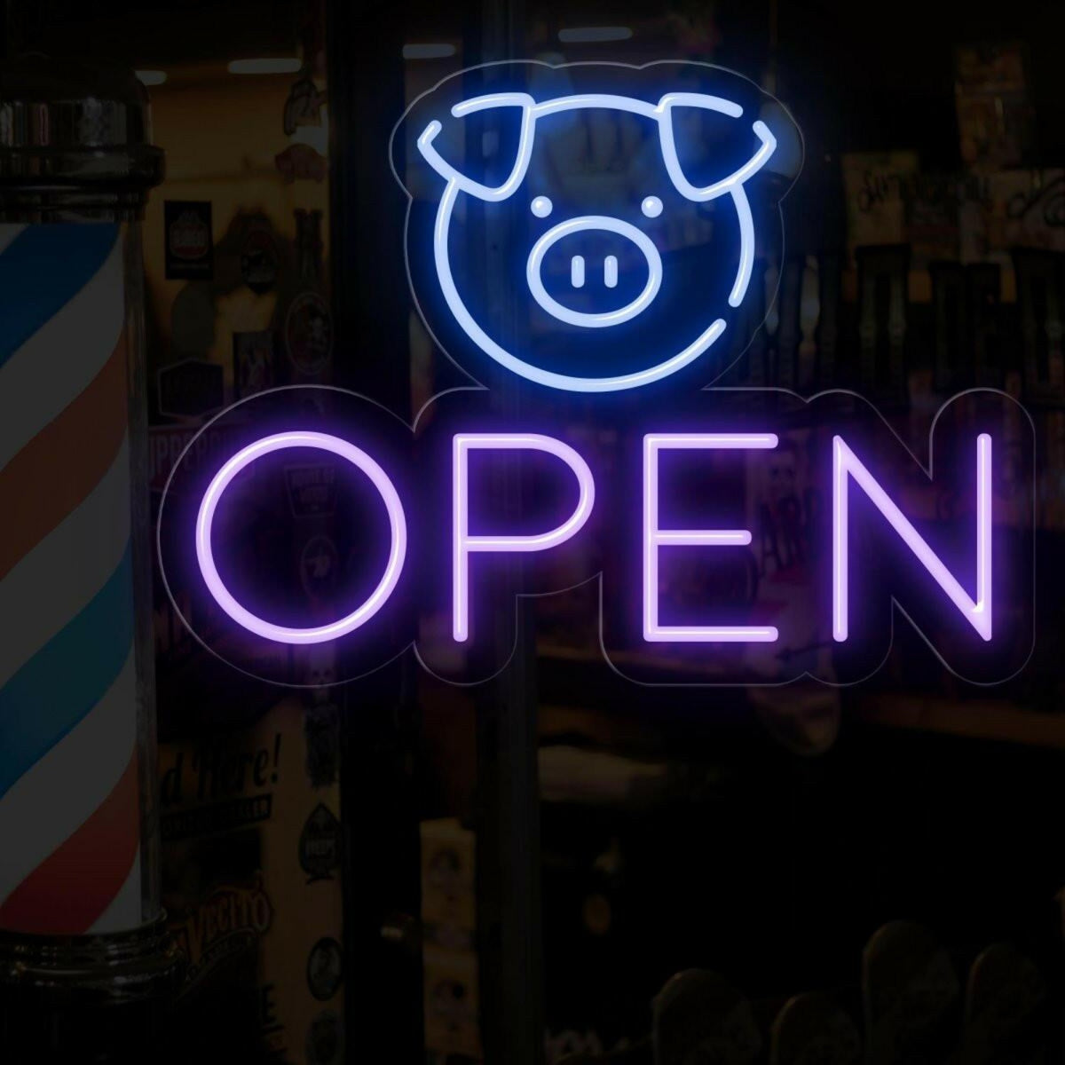 Cute Pig Face Open Sign Led Neon Light For Shop Store Decor | Shineneon