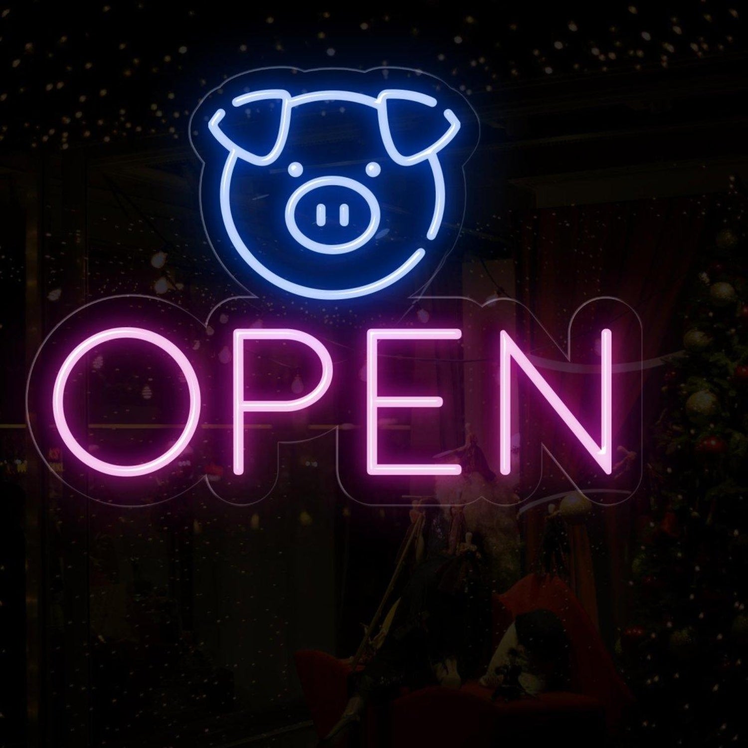 Cute Pig Face Open Sign Led Neon Light For Shop Store Decor | Shineneon