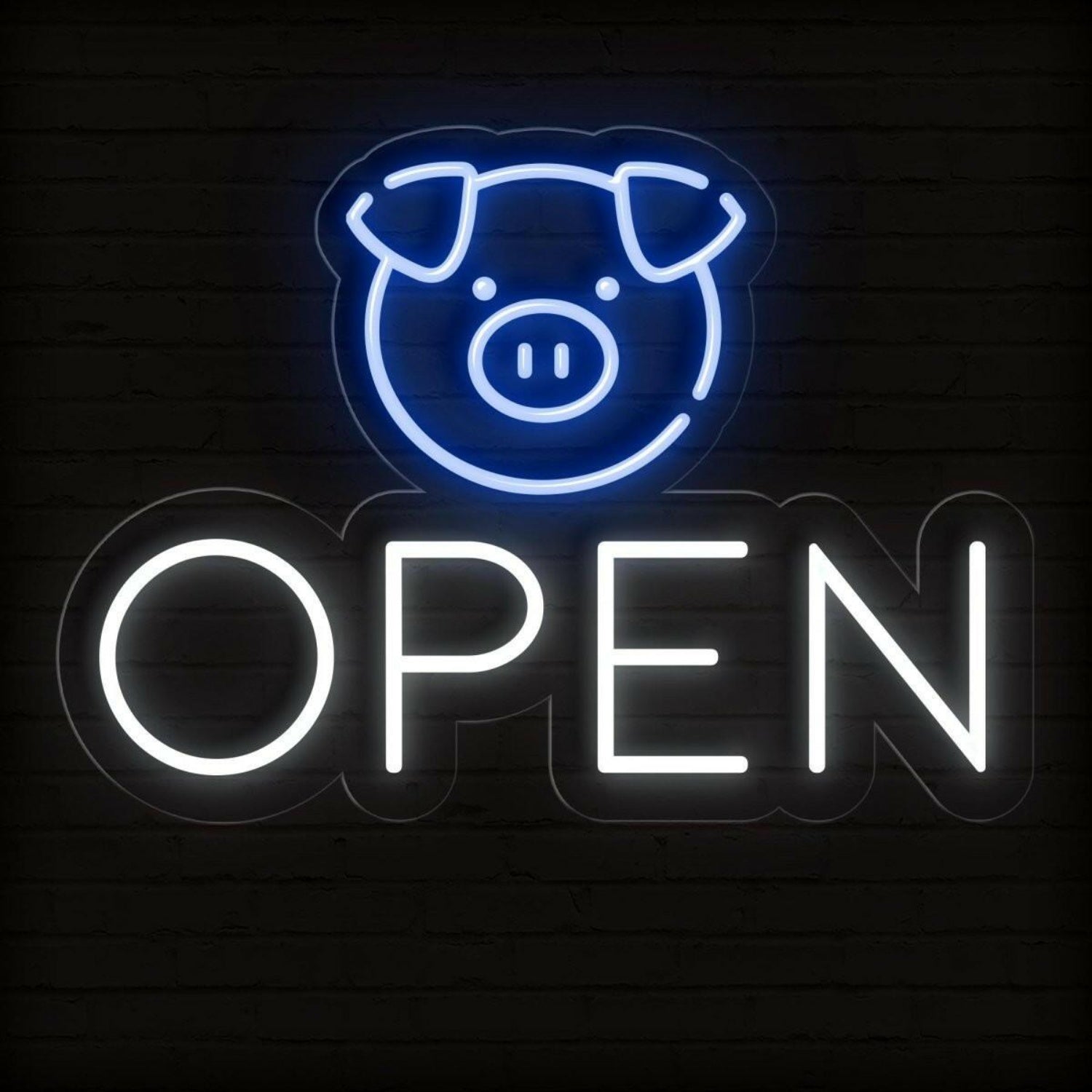 Cute Pig Face Open Sign Led Neon Light For Shop Store Decor | Shineneon