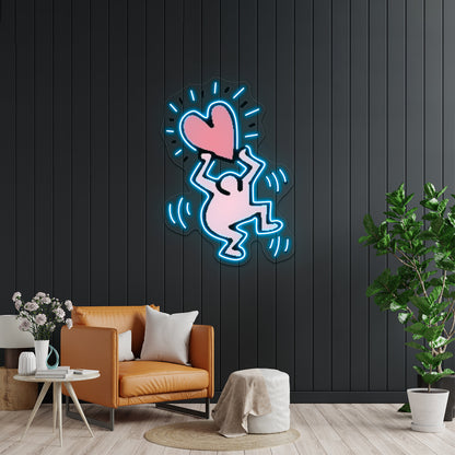 Cute Pink Lil Dancing Man Artwork Business Led Sign