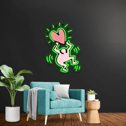 Cute Pink Lil Dancing Man Artwork Business Led Sign