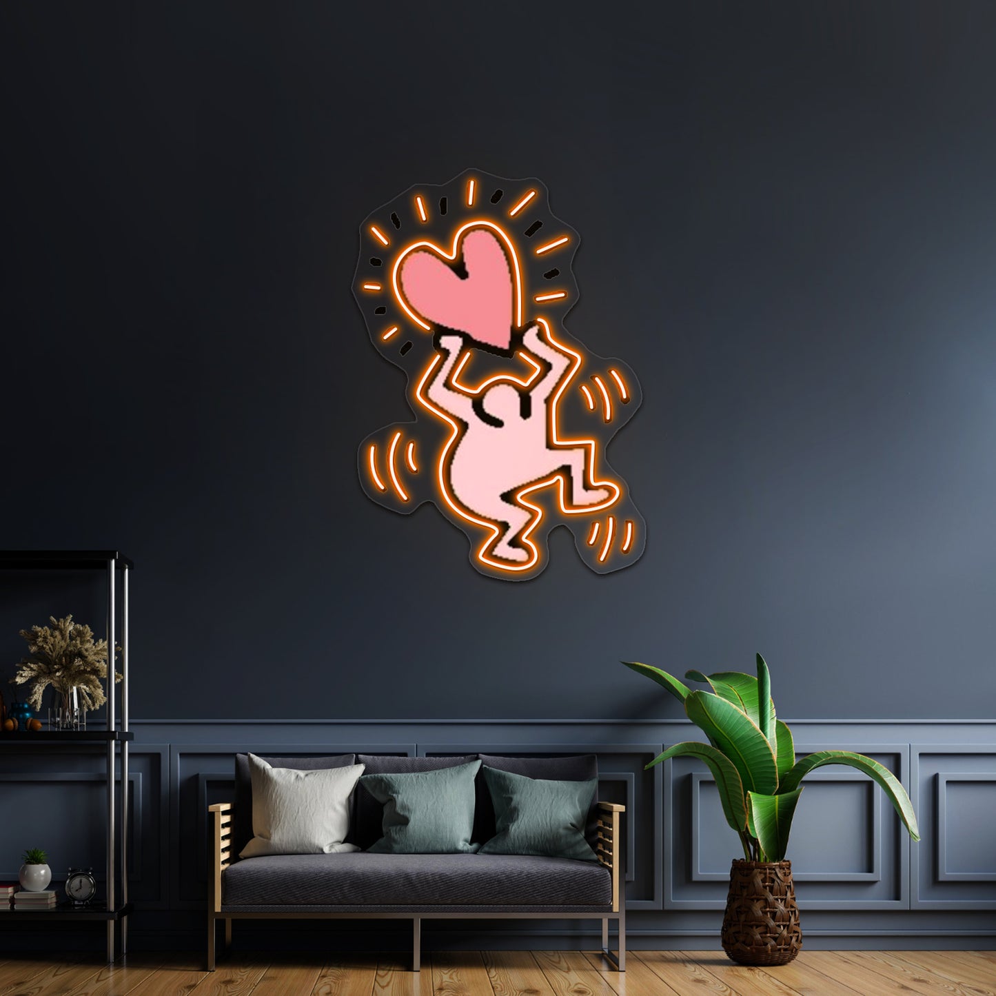 Cute Pink Lil Dancing Man Artwork Business Led Sign