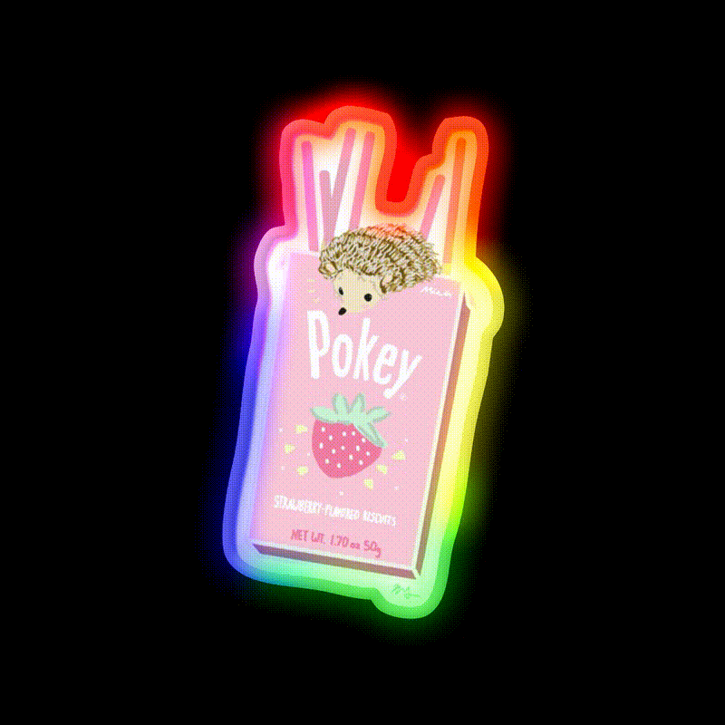 Cute Pink Pocky Pine Snack Food Led Neon Sign Rgb Color - LED neon sign close-up detail
