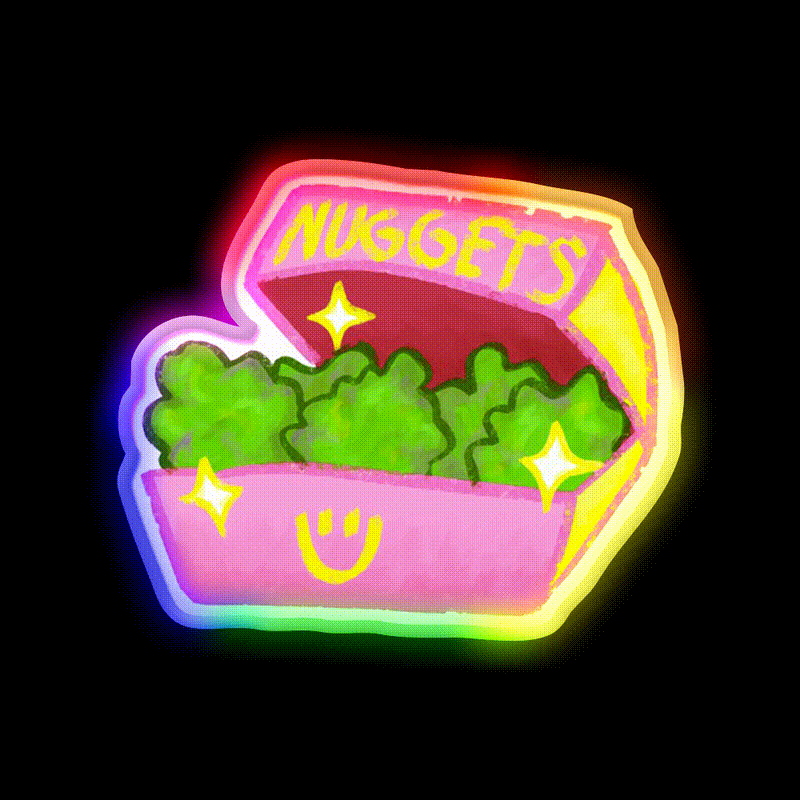 Cute Pink Weed Nuggets Snack Food Led Neon Sign Rgb Color - LED neon sign close-up detail