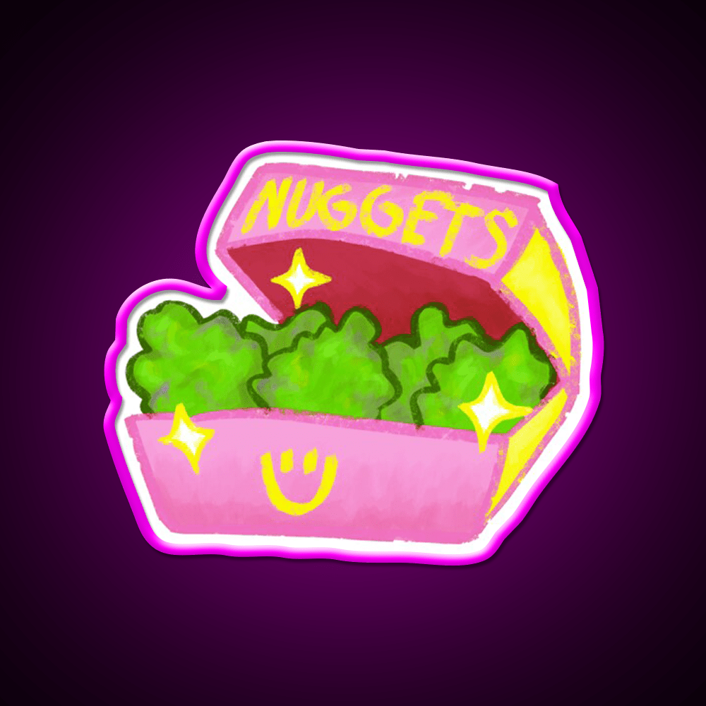 Cute Pink Weed Nuggets Snack Food Led Neon Sign Rgb Color - Shineneon