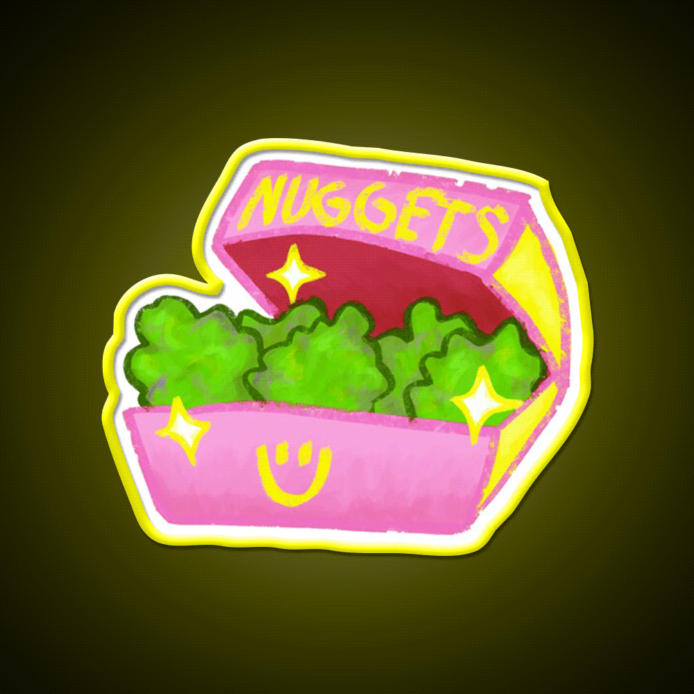 Cute Pink Weed Nuggets Snack Food Led Neon Sign Rgb Color - Custom LED neon sign front view
