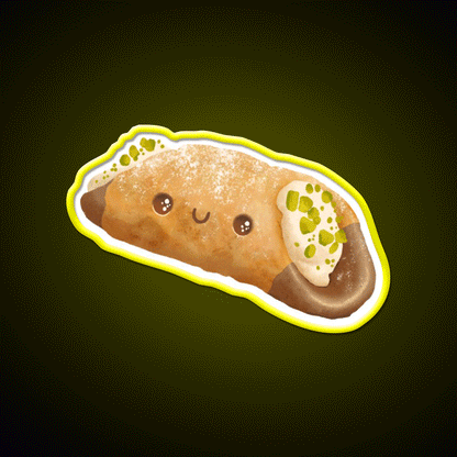 Cute Pistachio Cannoli Snack Food Led Neon Sign Rgb Color - Custom LED neon sign front view