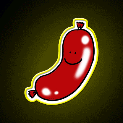 Cute Pork Sausage Snack Food Led Neon Sign Rgb Color - Custom LED neon sign front view