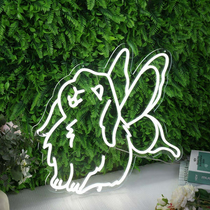 Cute Rabbit With Butterfly Wings White Led Neon Sign - Shineneon