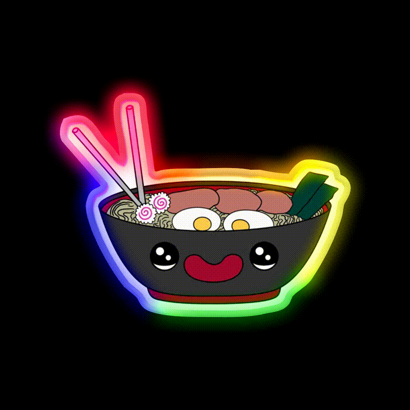 Cute Ramen Snack Food Led Neon Sign Rgb Color - LED neon sign close-up detail
