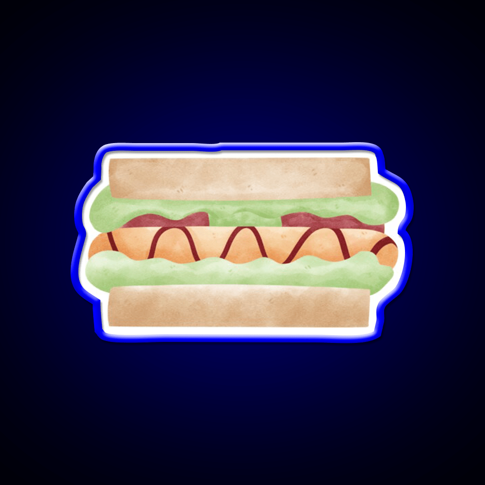 Cute Sandwich Hot Dog Illustration Snack Food Led Neon Sign Rgb Color - Shineneon