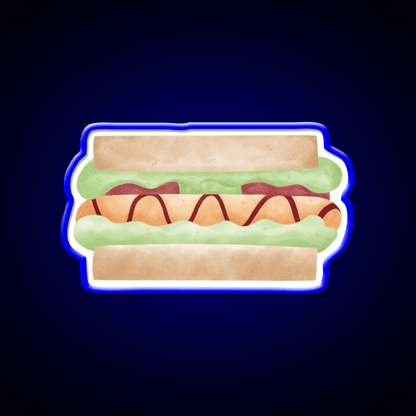 Cute Sandwich Hot Dog Illustration Snack Food Led Neon Sign Rgb Color - Shineneon