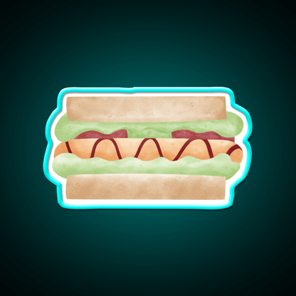 Cute Sandwich Hot Dog Illustration Snack Food Led Neon Sign Rgb Color - Shineneon