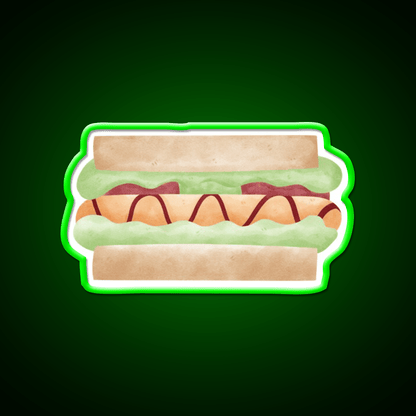 Cute Sandwich Hot Dog Illustration Snack Food Led Neon Sign Rgb Color - Shineneon