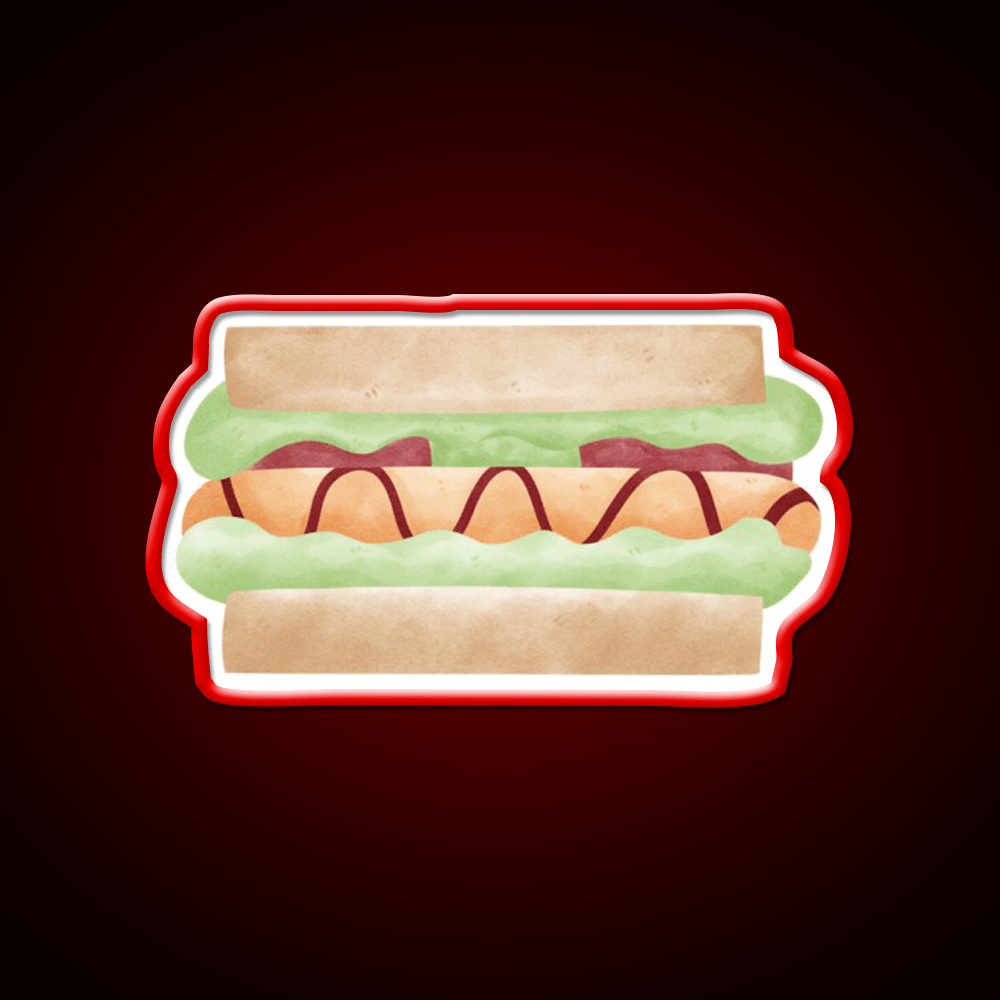 Cute Sandwich Hot Dog Illustration Snack Food Led Neon Sign Rgb Color - Shineneon