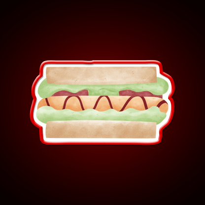 Cute Sandwich Hot Dog Illustration Snack Food Led Neon Sign Rgb Color - Shineneon