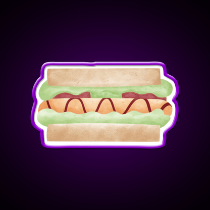 Cute Sandwich Hot Dog Illustration Snack Food Led Neon Sign Rgb Color - Shineneon