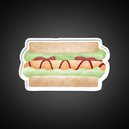 Cute Sandwich Hot Dog Illustration Snack Food Led Neon Sign Rgb Color - Shineneon
