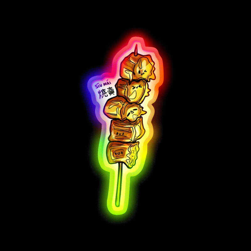 Cute Siu Mai Led Neon Sign Chinese Food Rgb Color