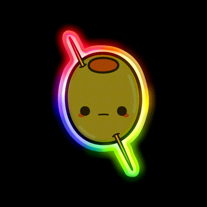Cute Skewered Olive Snack Food Led Neon Sign Rgb Color - LED neon sign close-up detail