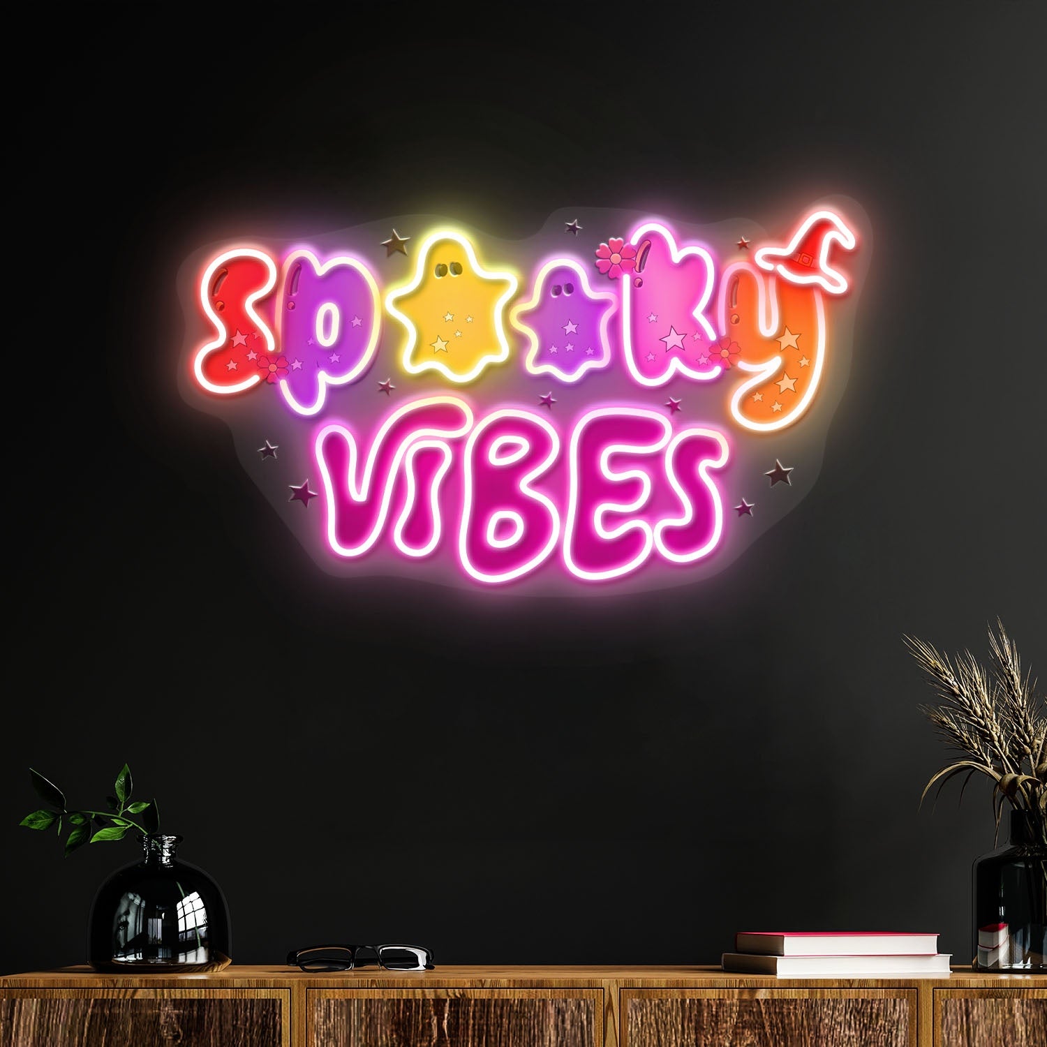 Cute Spooky Vibes Halloween Acrylic Led Neon Sign | Shineneon
