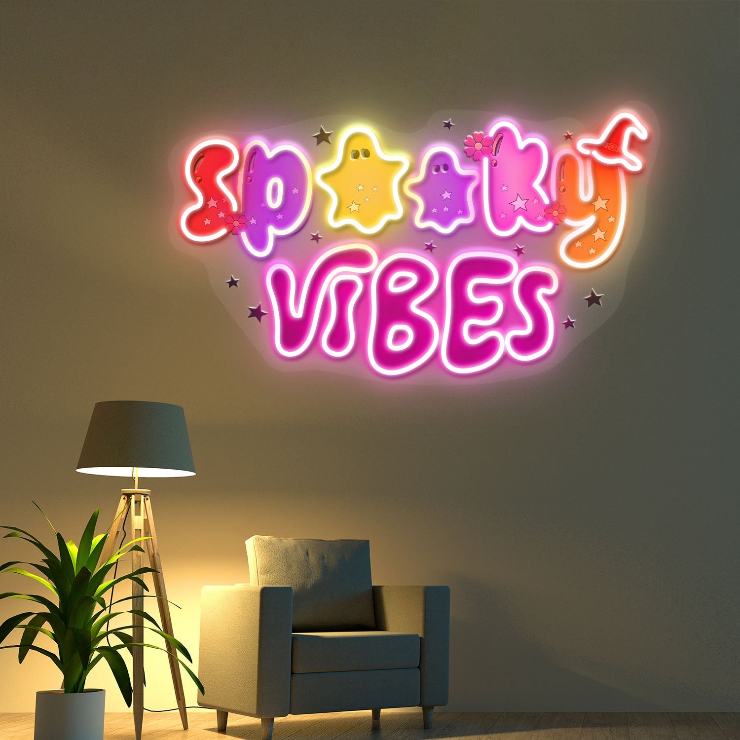 Cute Spooky Vibes Halloween Acrylic Led Neon Sign | Shineneon