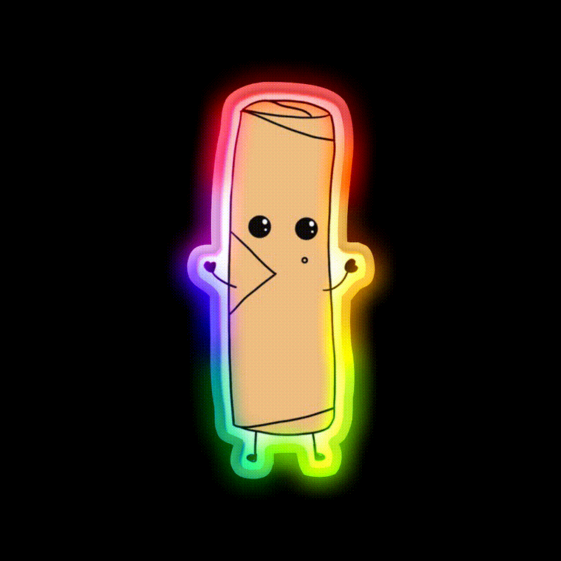 Cute Spring Roll Led Neon Sign Chinese Food Rgb Color