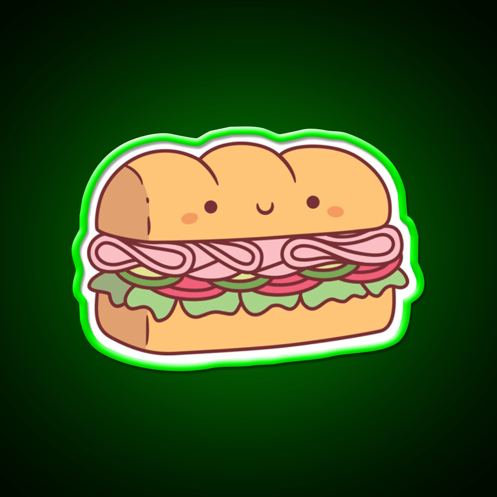 Cute Submarine Sandwich Bread Fast Food Led Neon Sign For Burger Place Rgb Color - Shineneon