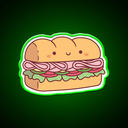Cute Submarine Sandwich Bread Fast Food Led Neon Sign For Burger Place Rgb Color - Shineneon